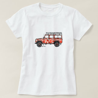 Camiseta T-shirt met stoere print van Defender in oranje
