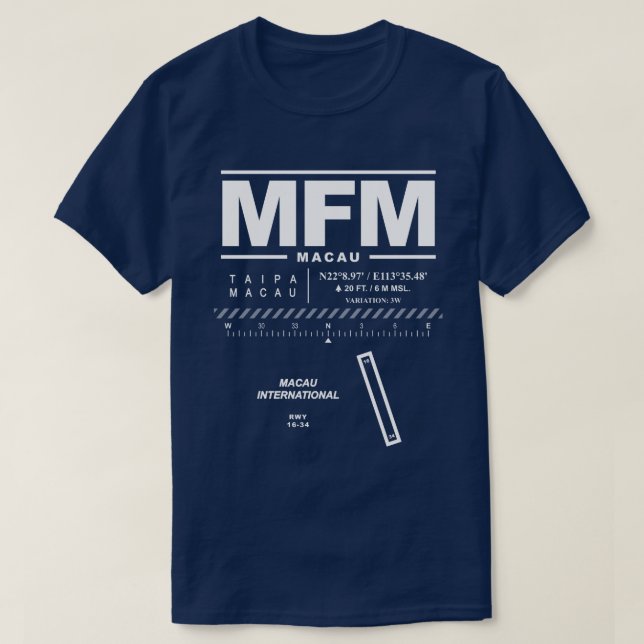 Camiseta T-Shirt MFM do Aeroporto Internacional de Macau (Frente do Design)