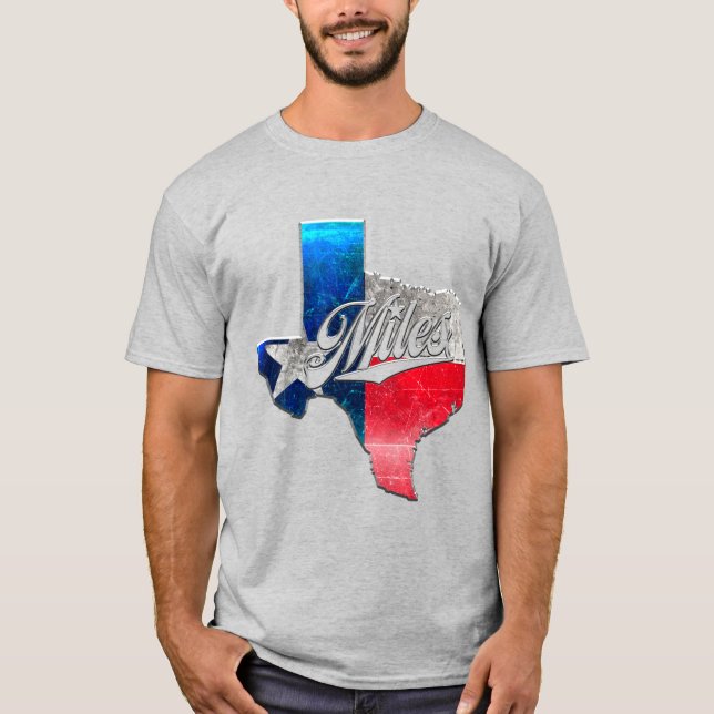 Camiseta T-Shirt "MILES, TEXAS", em relevo (Frente)