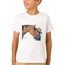T-shirt mit Pferd und Jungen-Motiv