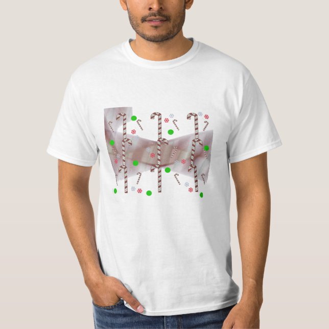Camiseta T-Shirt Modern Red and White Candy Cane (Frente)