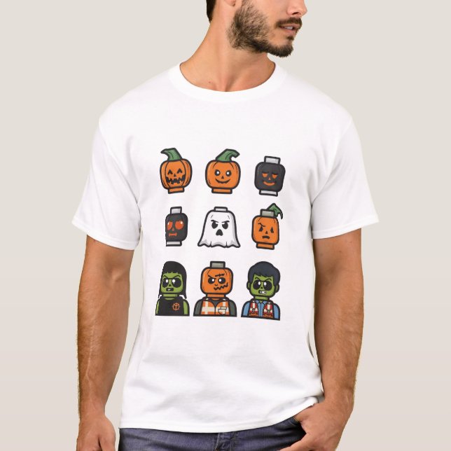 Camiseta T-Shirt Monstro do Tijolo de Halloween (Frente)