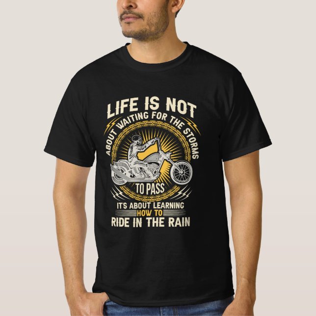 Camiseta T-Shirt Moto, How to Ride in the Rain, Biker  (Frente)