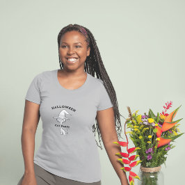 Camiseta T-Shirt, mulher de festa de halloween, gato negro