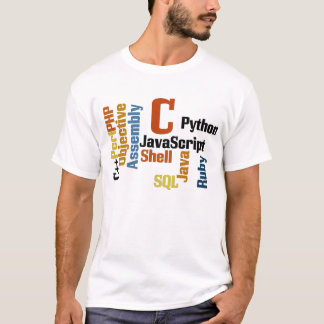 Camiseta T-shirt multilingue do branco do programador