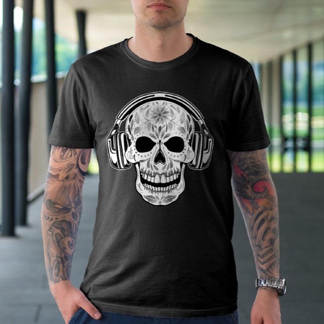 Camiseta T-Shirt Musical De Fone De Ouvido Crânio (Criador carregado)