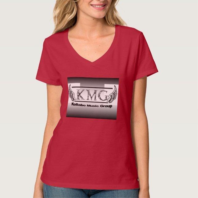 CAMISETA T-SHIRT NANO DO V-NECK DAS MULHERES DE KOLLABO (Frente)