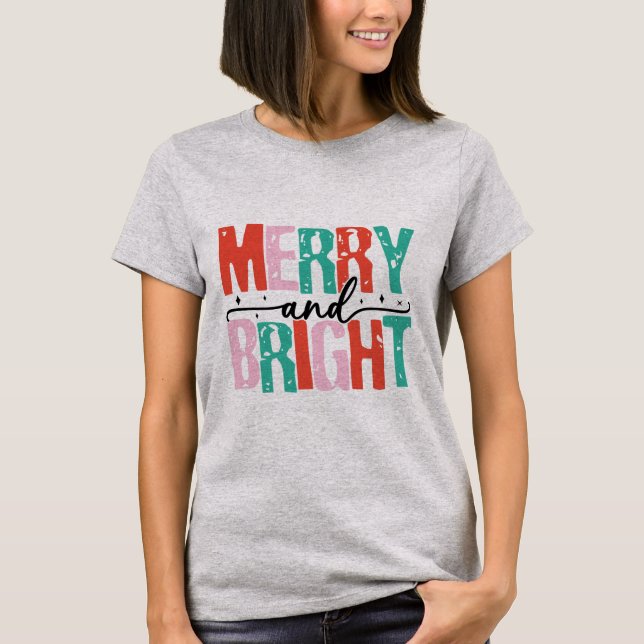 Camiseta T-Shirt Natal Brilhante e feliz (Frente)