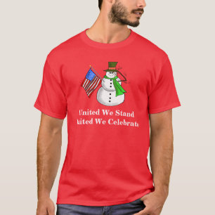 Camiseta T-shirt Natal Patriótica do Homem de Neve