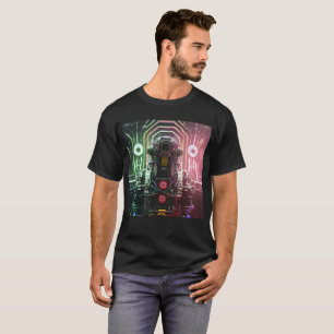 Camiseta T-shirt negra dos homens do robô 1