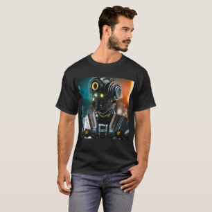 Camiseta T-shirt negra dos robôs 3 homens
