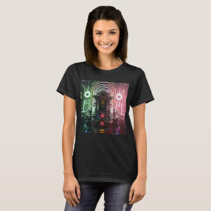 Camiseta T-shirt negra feminina Robot 1