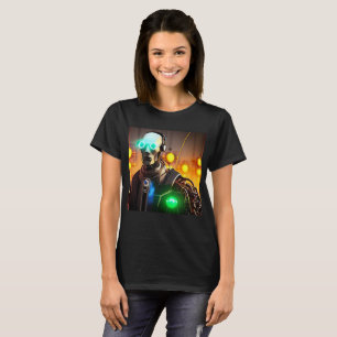 Camiseta T-shirt negra feminina Robot 2