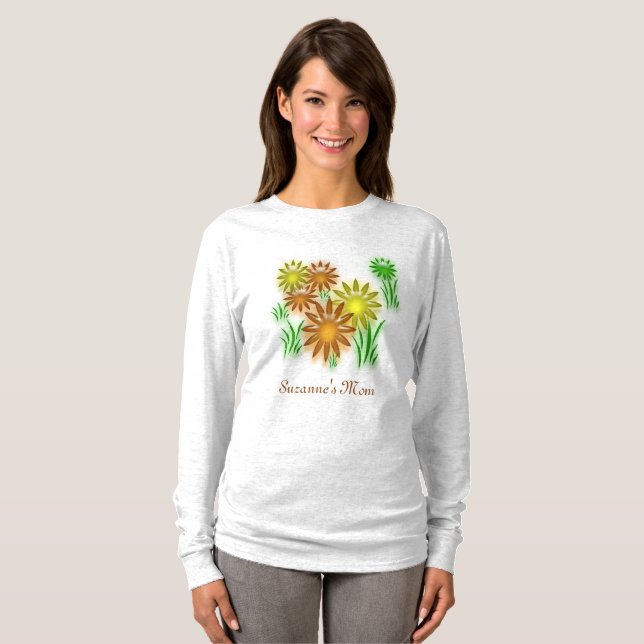 Camiseta T-shirt - Neon Flowers with text (Frente Completa)
