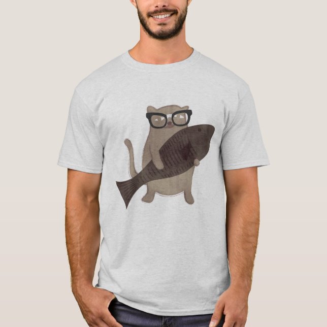 Camiseta T-shirt Nerdy bonito do gato (Frente)