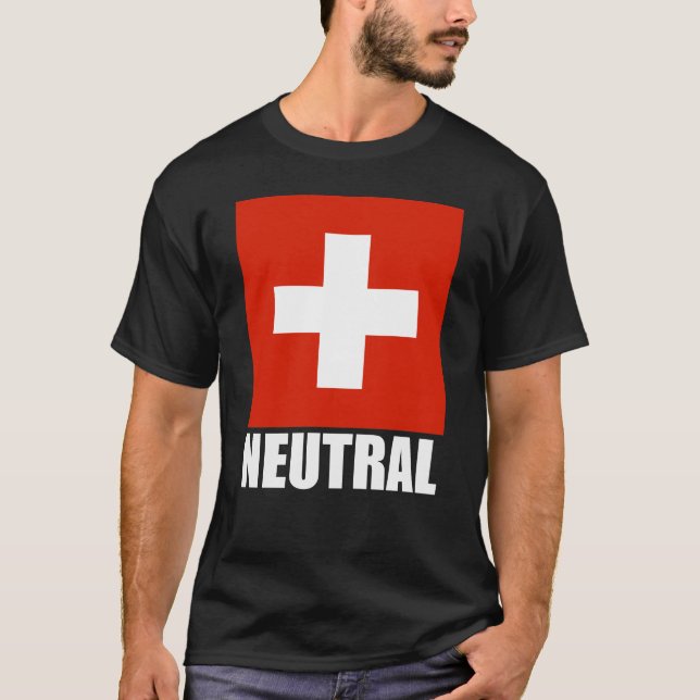 Camiseta (T-shirt NEUTRO da bandeira suíça) (Frente)