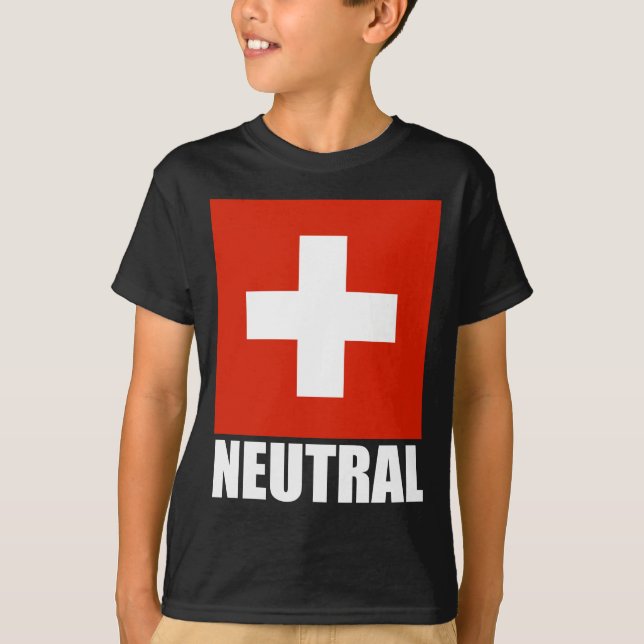 Camiseta (T-shirt NEUTRO da bandeira suíça) (Frente)