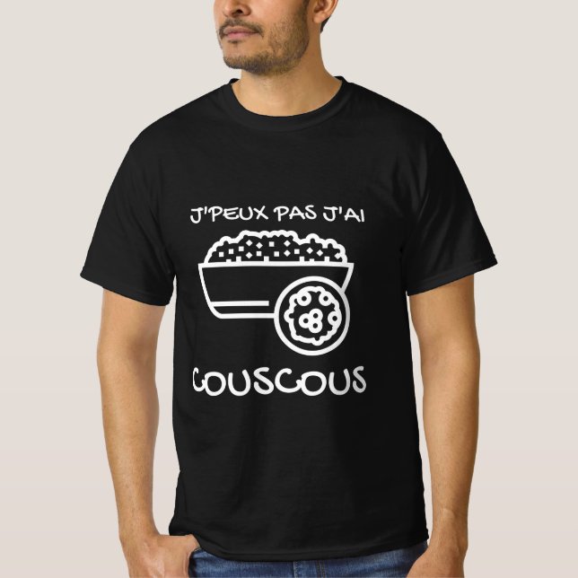 Camiseta T-shirt noir "J'peux pas j'ai Couscous" (Frente)