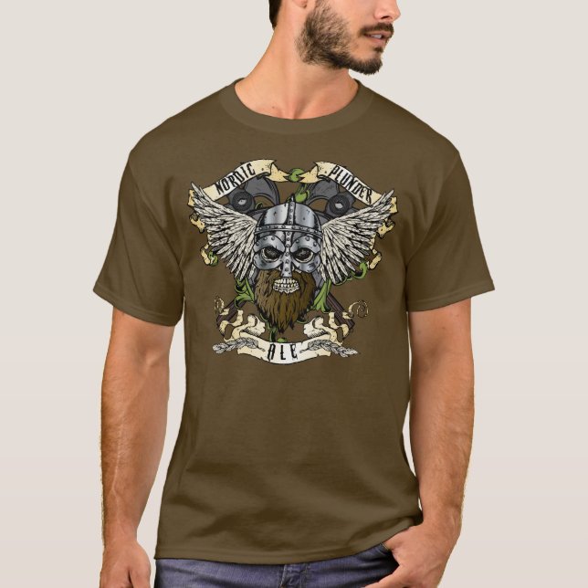 Camiseta T-shirt nórdico da cerveja inglesa da pilhagem (Frente)