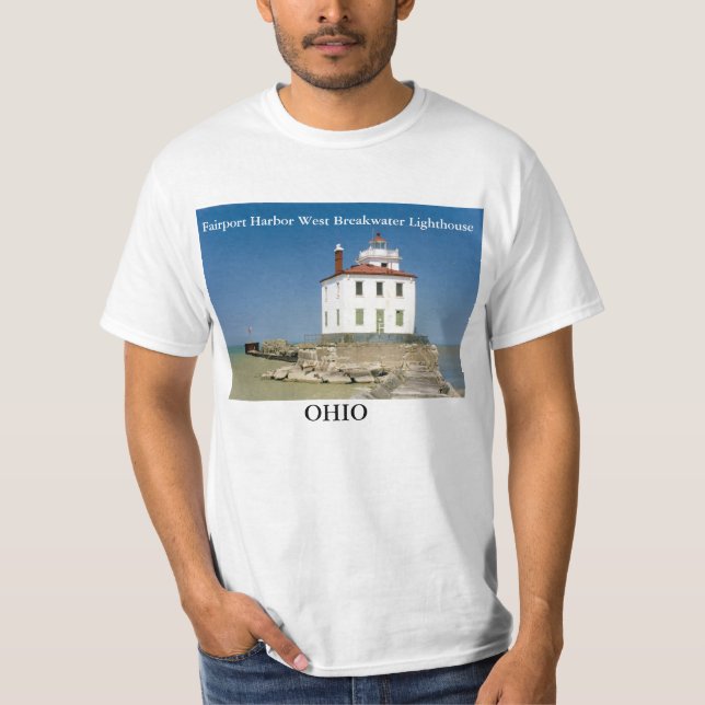 Camiseta T-shirt ocidental do farol do quebra-mar do porto (Frente)