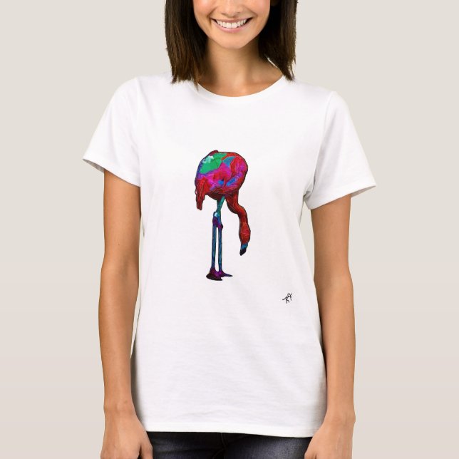 Camiseta T-Shirt of an abstrato flamingo, de uso feminino (Frente)