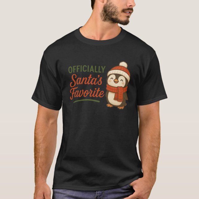 Camiseta T-Shirt Officially Santa’s Favorite (Penguin) (Frente)