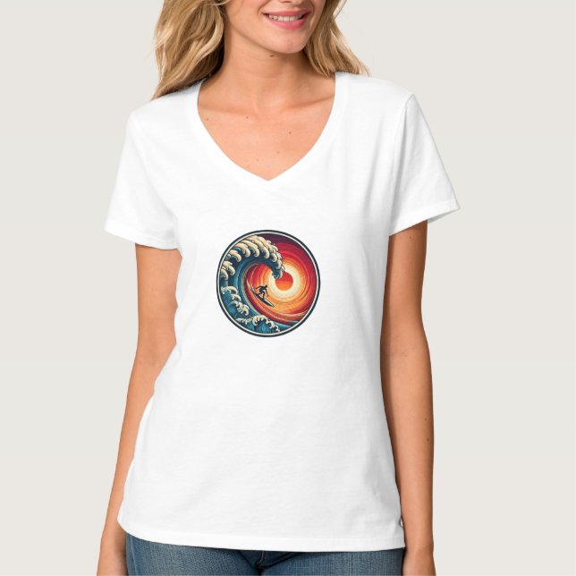 Camiseta T-Shirt Onda Sunset do Surfer (Frente)