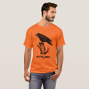 Camiseta T-Shirt-Orange-Halloween Raven, de uso masculino