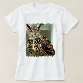 Camiseta T-shirt orelhudo longo das senhoras da coruja