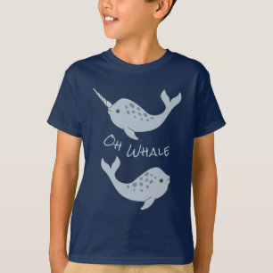 Camiseta T-shirt orgânico da baleia de Narwhal oh (crianç