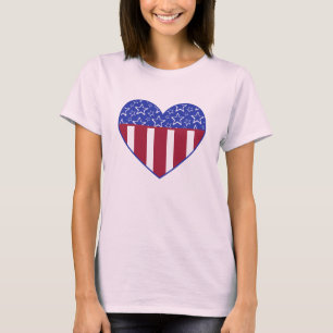 Camiseta T-shirt orgânico da bandeira do coração dos EUA