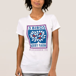 Camiseta T-shirt orgânico da fazenda da baga de 3 pássaro