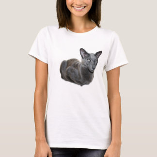 Camiseta T-shirt oriental azul do gato de Shorthair