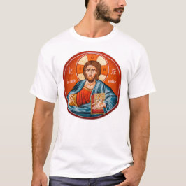 Camiseta T-shirt ortodoxo grego da pintura mural do Jesus