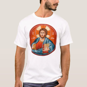 Camiseta T-shirt ortodoxo grego da pintura mural do Jesus