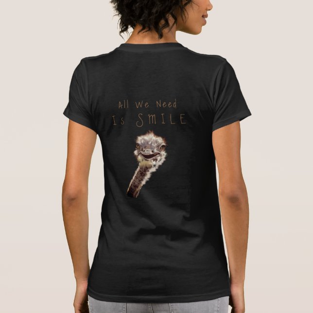 Camiseta T-Shirt Ostrich Engraçado - Texto Personalizado (Verso)