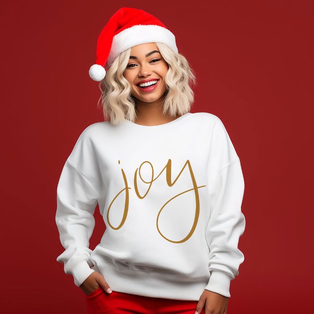 Camiseta T-Shirt ouro Com Letra Mão (Hand-lettered golden joy festive Christmas sweatshirt.)
