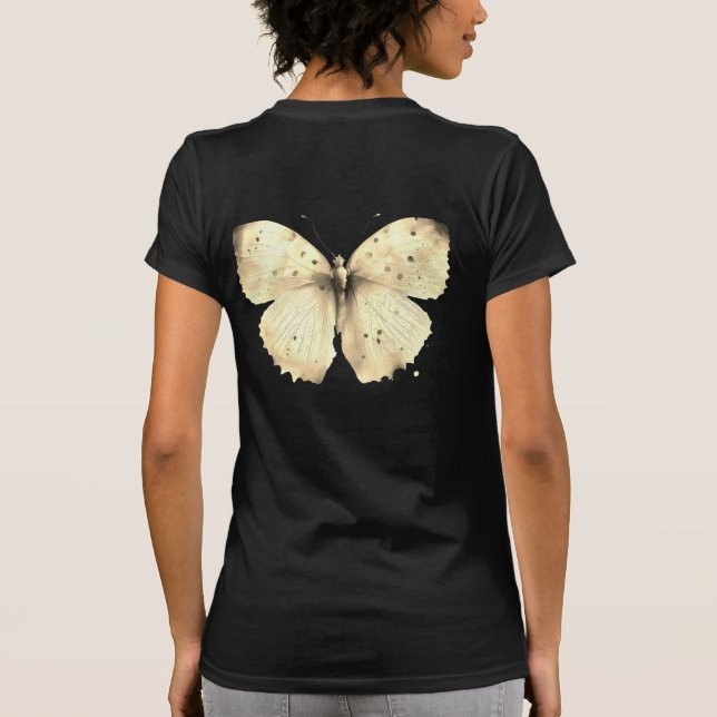 Camiseta T-Shirt ouro de borboletas bege (Verso)