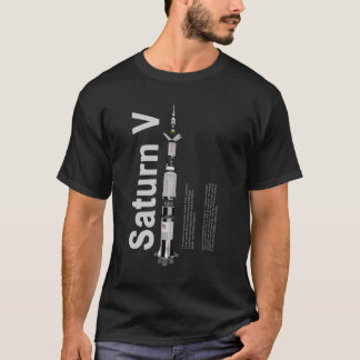 Camiseta T-shirt padrão preto de SaturnV