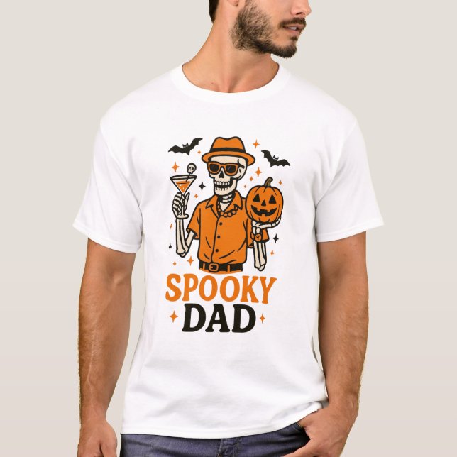 Camiseta T-Shirt Pai Spooky - Dia de as Bruxas engraçado (Frente)
