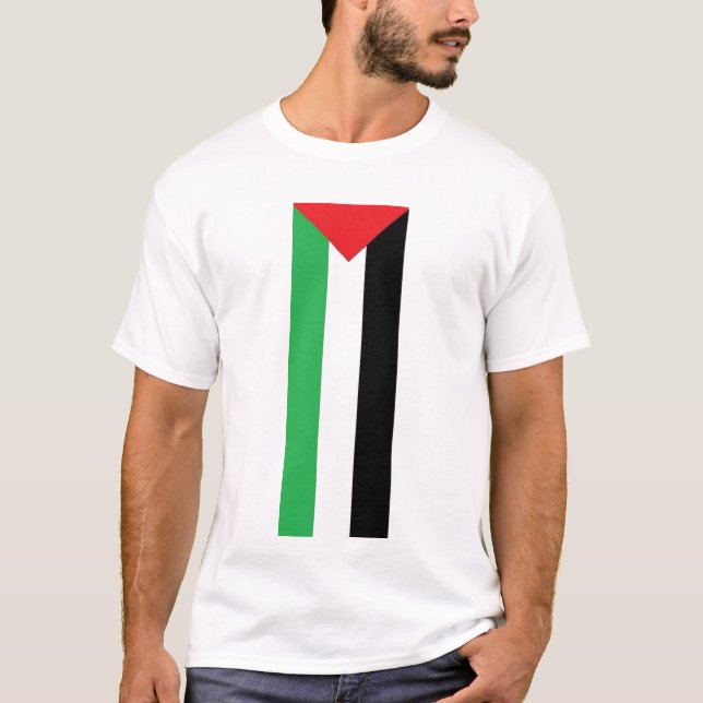 Camiseta T-shirt palestino vertical da bandeira (Frente)