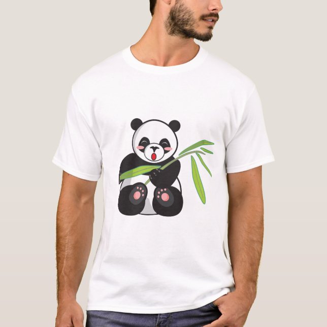 Camiseta T-Shirt Panda Branca, Cor-de-Rosa, Preta (Frente)