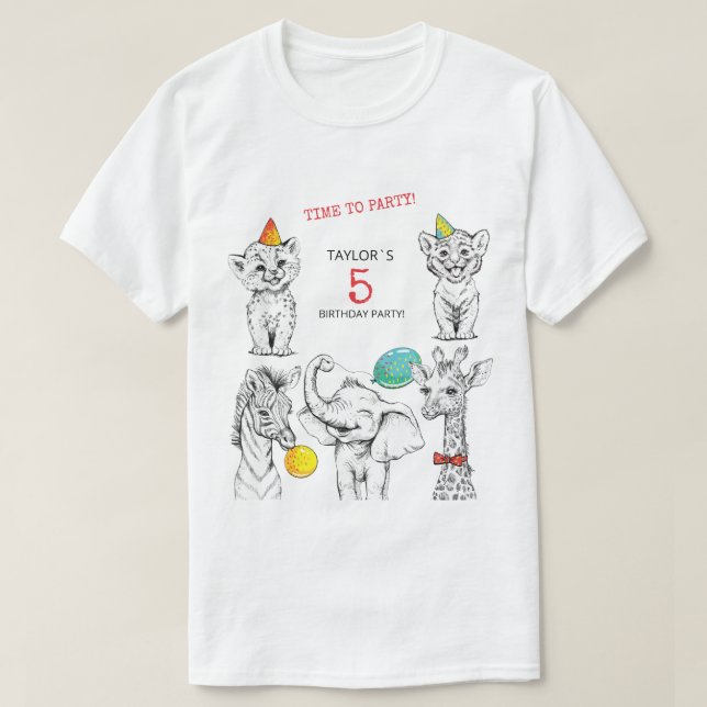 Camiseta T-Shirt para 5 festa de aniversário. (Frente do Design)