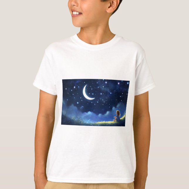 Camiseta T-Shirt para crianças com boa noite de Impressão (Frente)