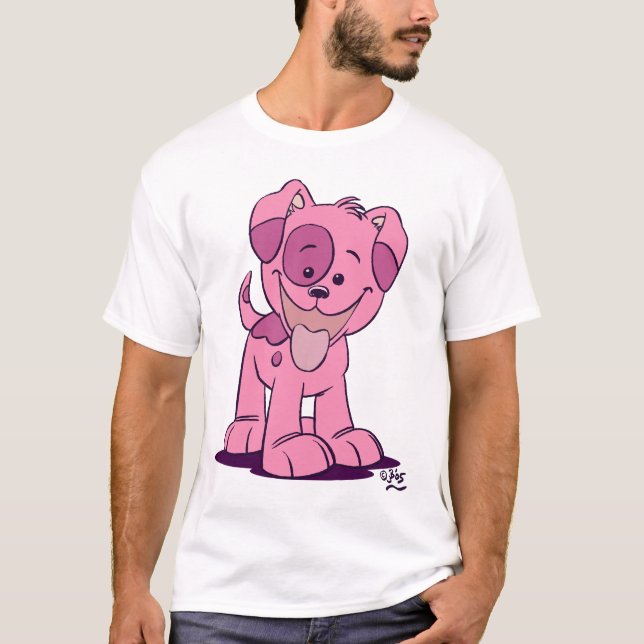 Camiseta T-shirt para crianças de cachorrinho rosa (Frente)
