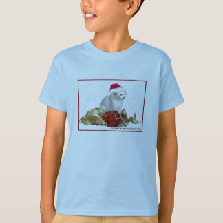 Camiseta T-Shirt para Crianças de Gato de Natal