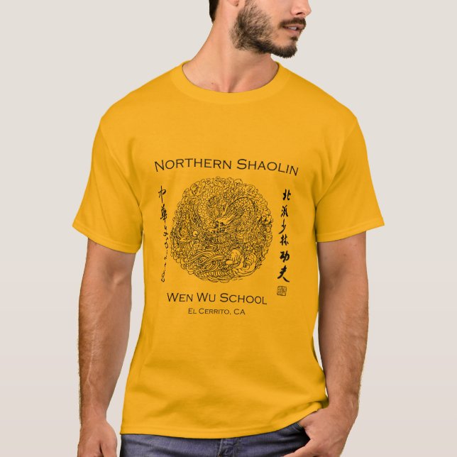 Camiseta T-shirt para homens - ouro de Shaolin (Frente)