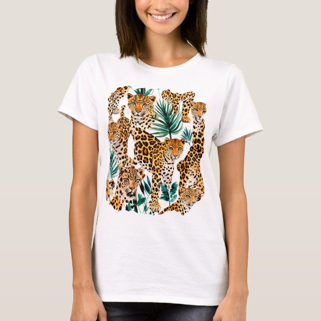 Camiseta T-Shirt para Leopardo na moda - Negrito e Trendênc (Frente)