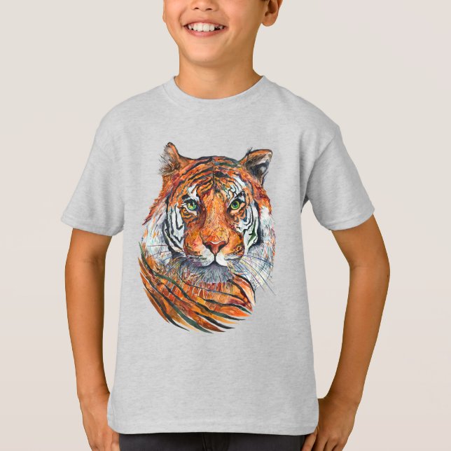 Camiseta T-shirt para o TIGRE SELVAGEM do menino (Frente)