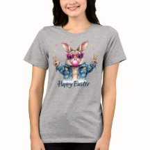 T-Shirt Páscoa Engraçado - Coelhinho Bonito e Hilá